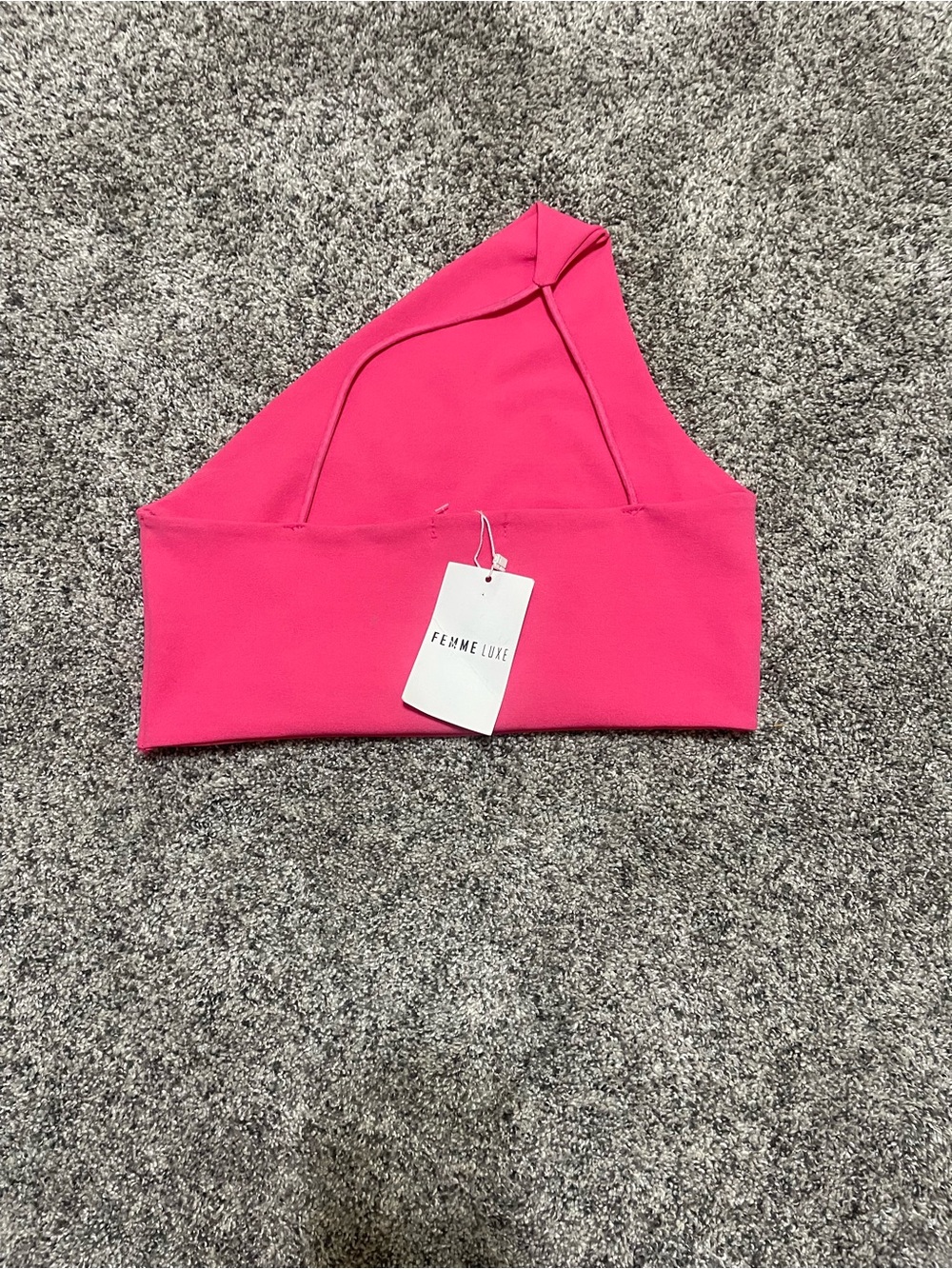 Femme Luxe Hot Pink One-Shoulder Crop Top
